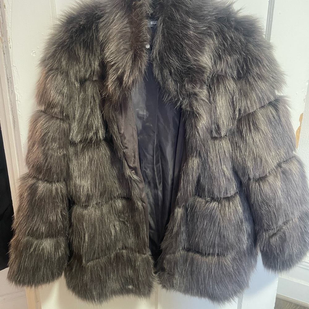 Missguided + Charcoal Teddy Jacket